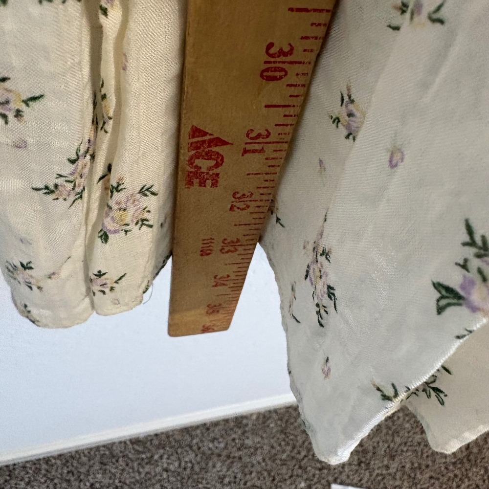 En‎ Saison Refine Vintage Floral Smocked Tiered Mini Dress Natural Cream Small - Picture 5 of 9